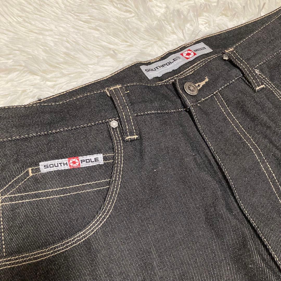 SouthPole W36ウォッシュブラック デニム ペインター バギーパンツ