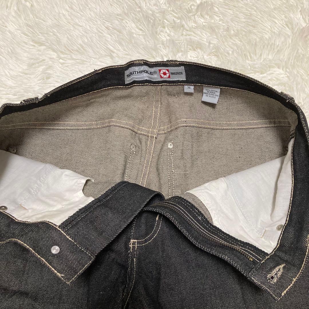 SouthPole W36ウォッシュブラック デニム ペインター バギーパンツ
