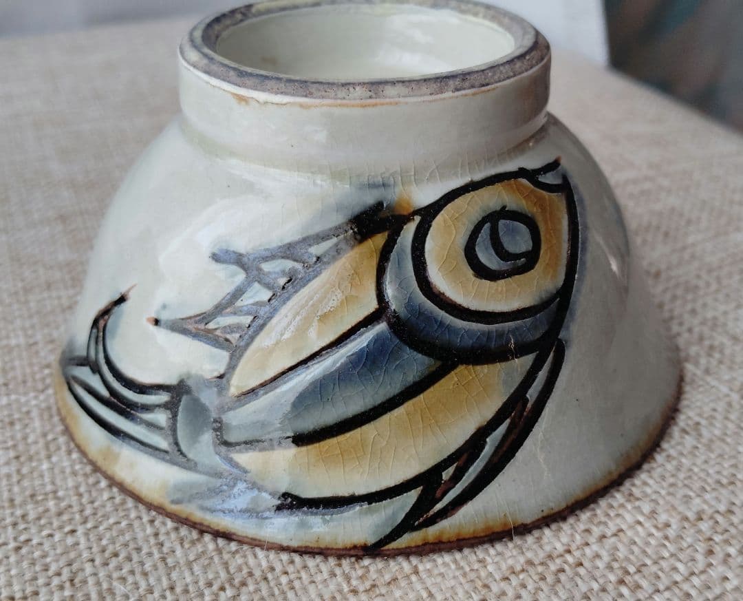 宮城須美子さん作　やちむん　魚模の小鉢2客セット