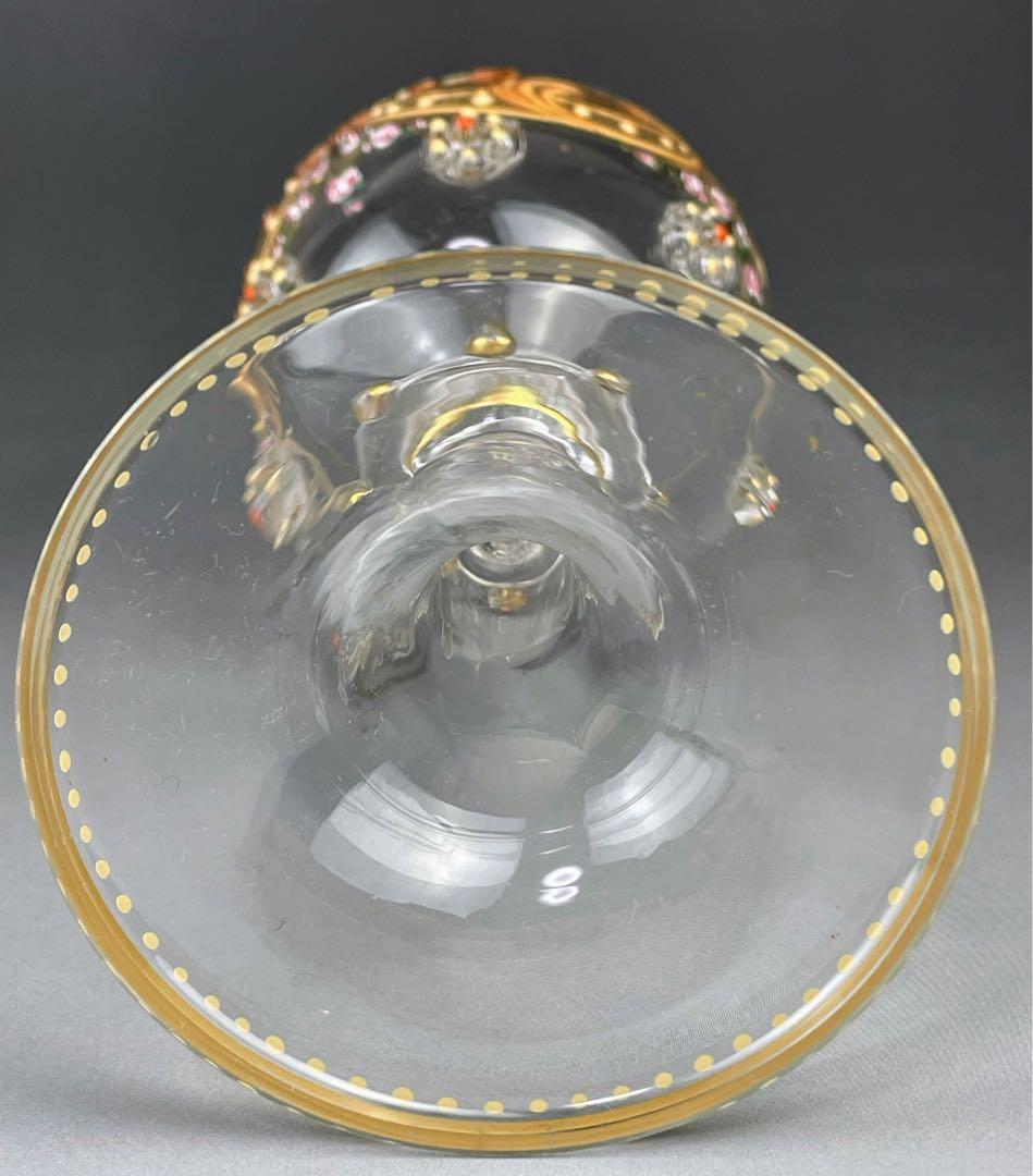 【希少】モーゼル エナメル盛 金彩 ワイングラス 金盛り エナメル彩 フランス