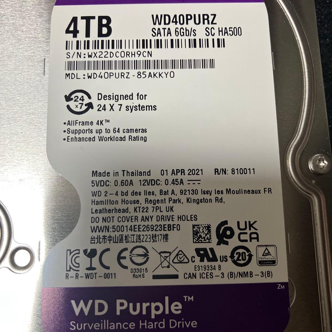 WD Purple 4TB ハードドライブ WD40PURZ ②