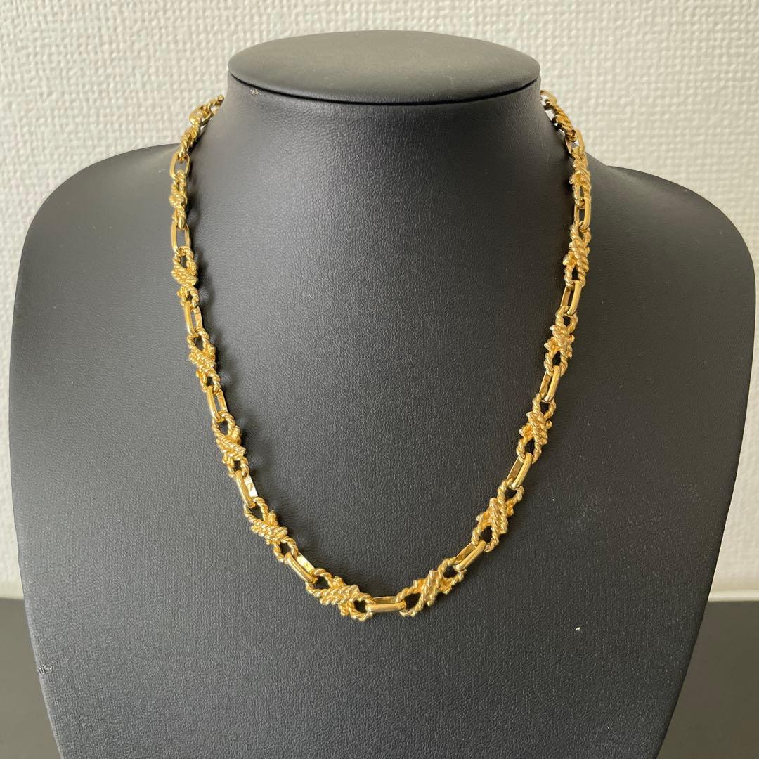 美品 セリーヌ ネックレス リボン ツイスト トリオンフ ゴールド チェーン