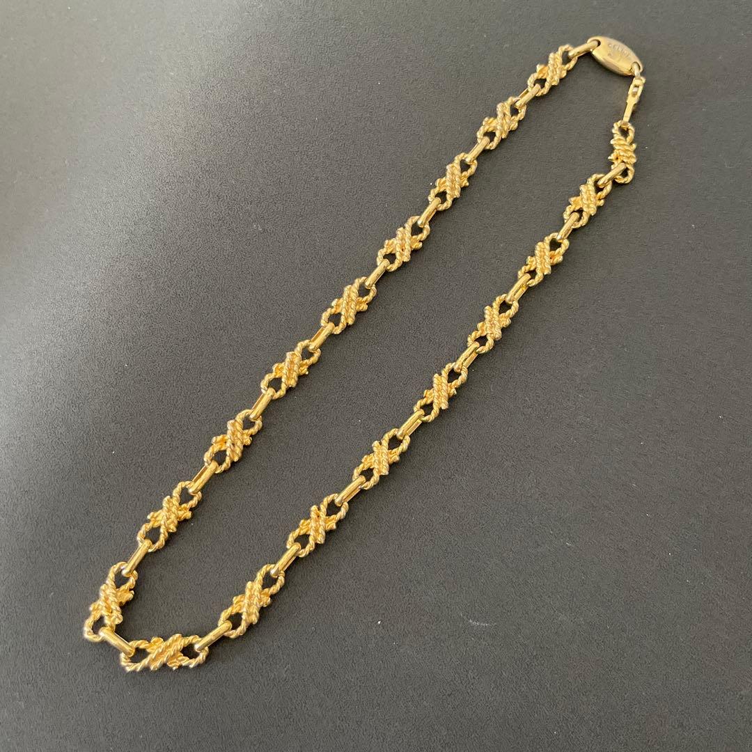 美品 セリーヌ ネックレス リボン ツイスト トリオンフ ゴールド チェーン