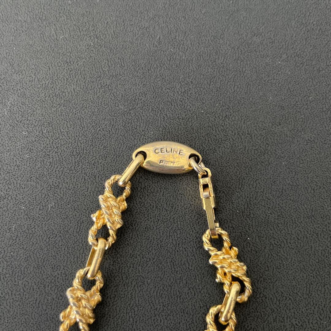 美品 セリーヌ ネックレス リボン ツイスト トリオンフ ゴールド チェーン