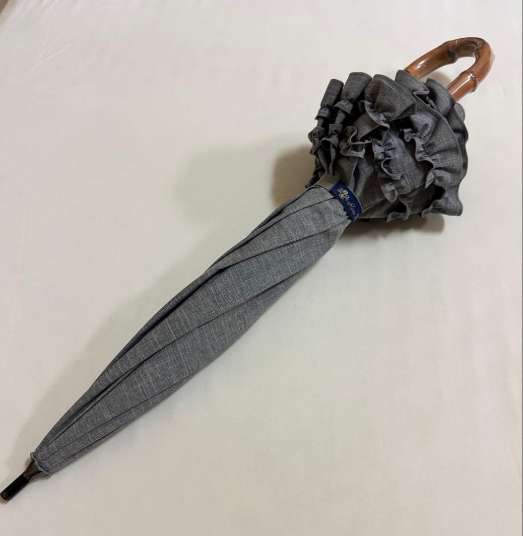 芦屋ロサブラン ショート 日傘 ダブルフリルグレー