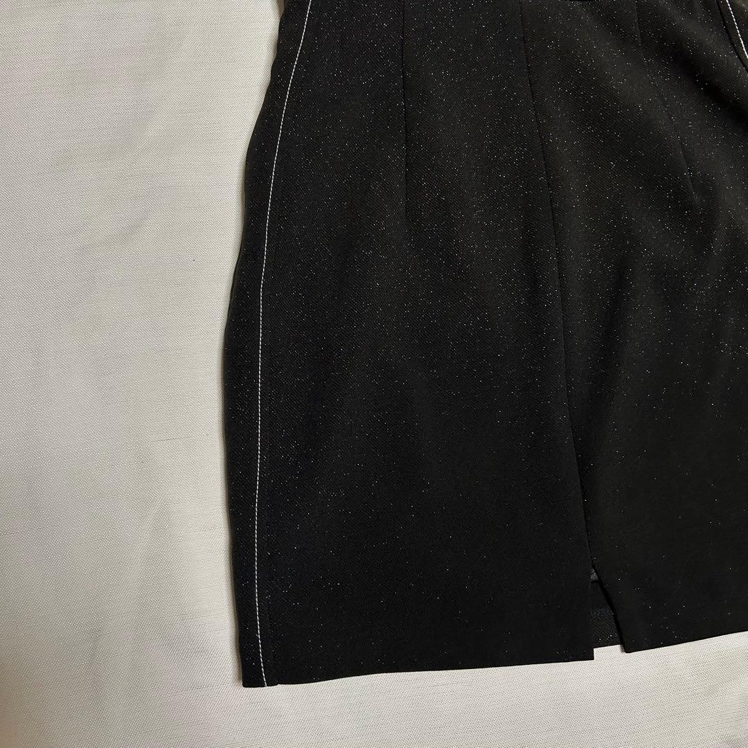 robe de fleurs ブラックタイトドレス ストラップ付き