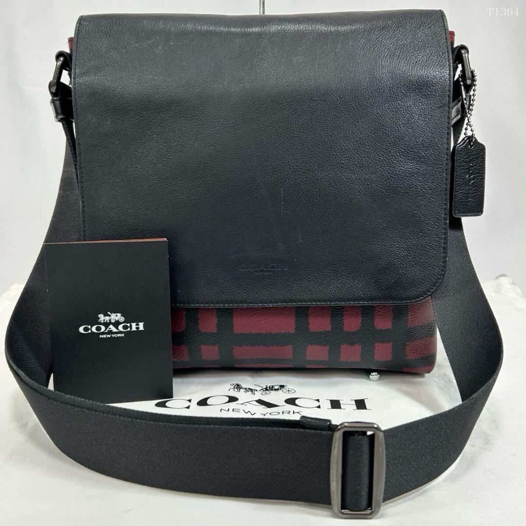 【美品】コーチ チャールズ ショルダーバッグ メッセンジャー レザー 斜め掛け
