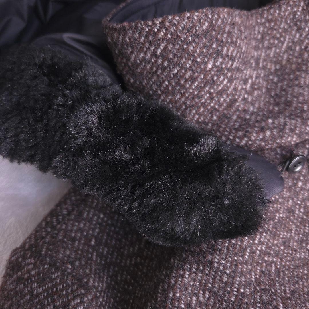 美品 マックスマーラ ウールコート XL ファーフード 切り替え 大きいサイズ