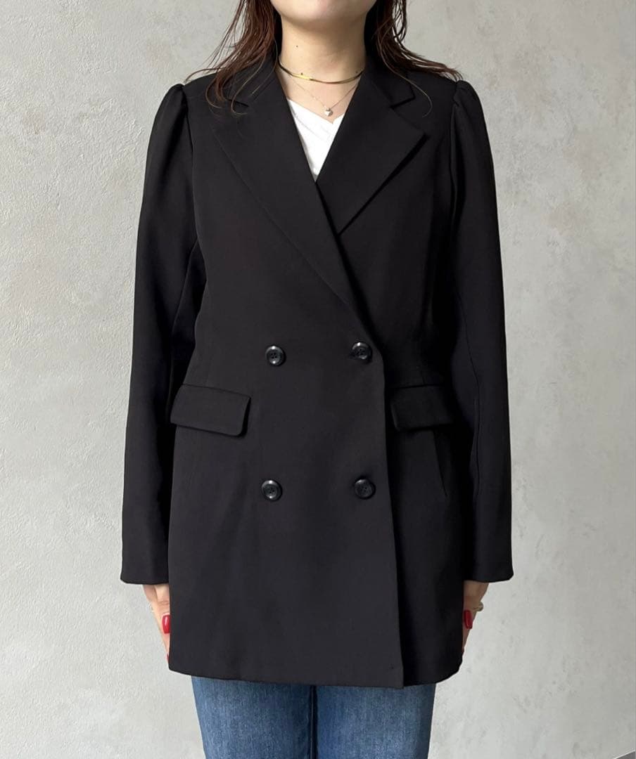 黒 テーラードジャケット ダブルブレスト