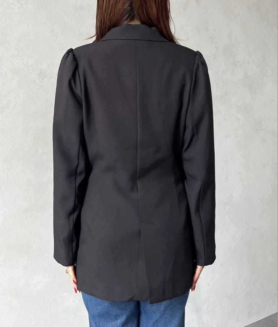 黒 テーラードジャケット ダブルブレスト