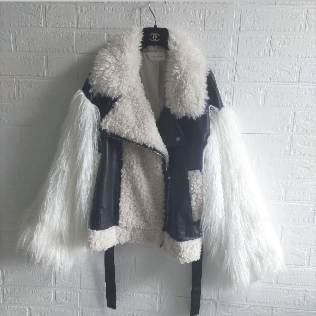 say✨ BELLE ETUDE　 ボリュームファーライダースジャケット