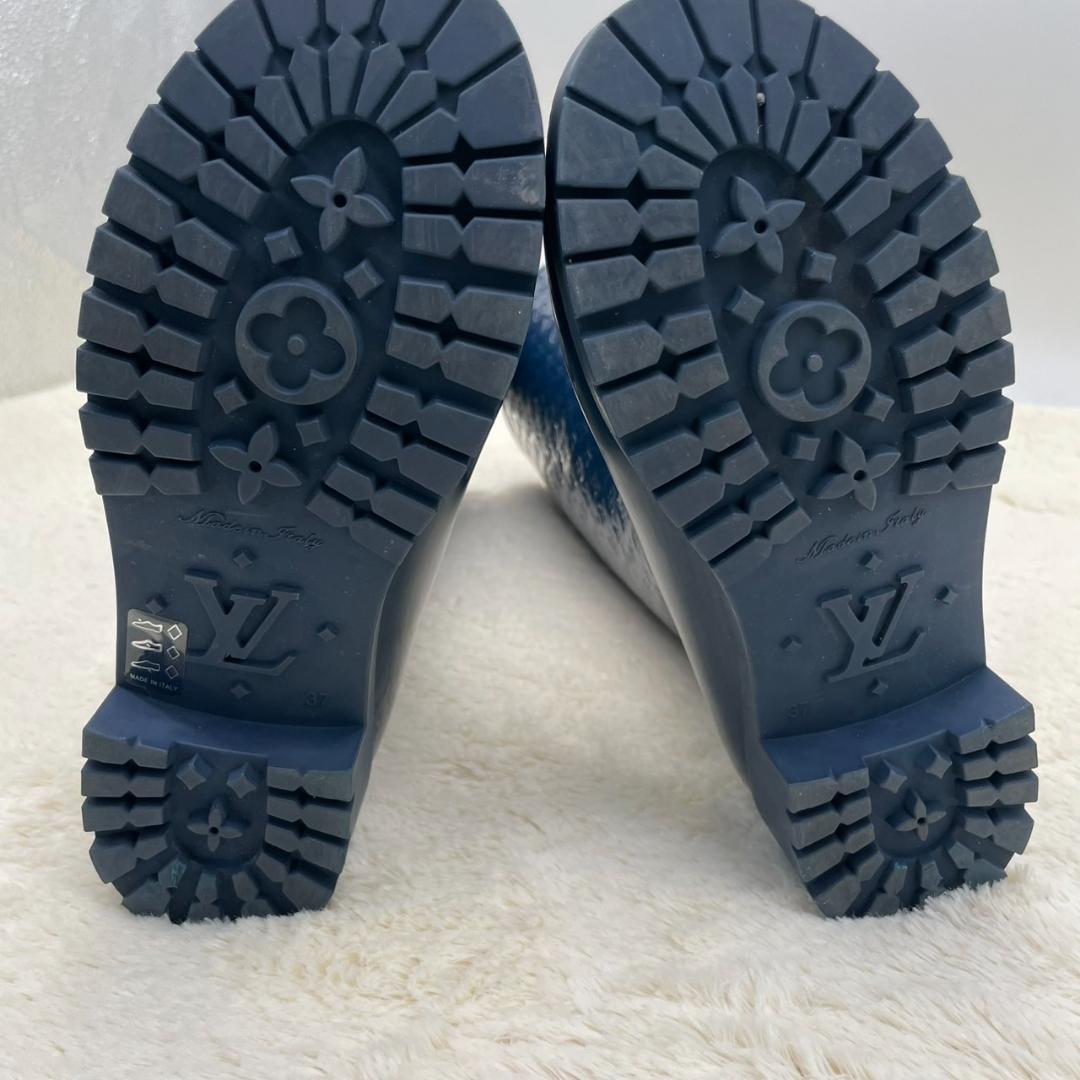 ネイビー エンボス加工 ラバーブーツ