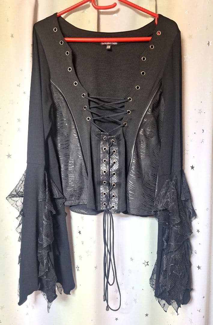 キューティーフラッシュ　編み上げ　姫袖　蜘蛛の巣　カットソー