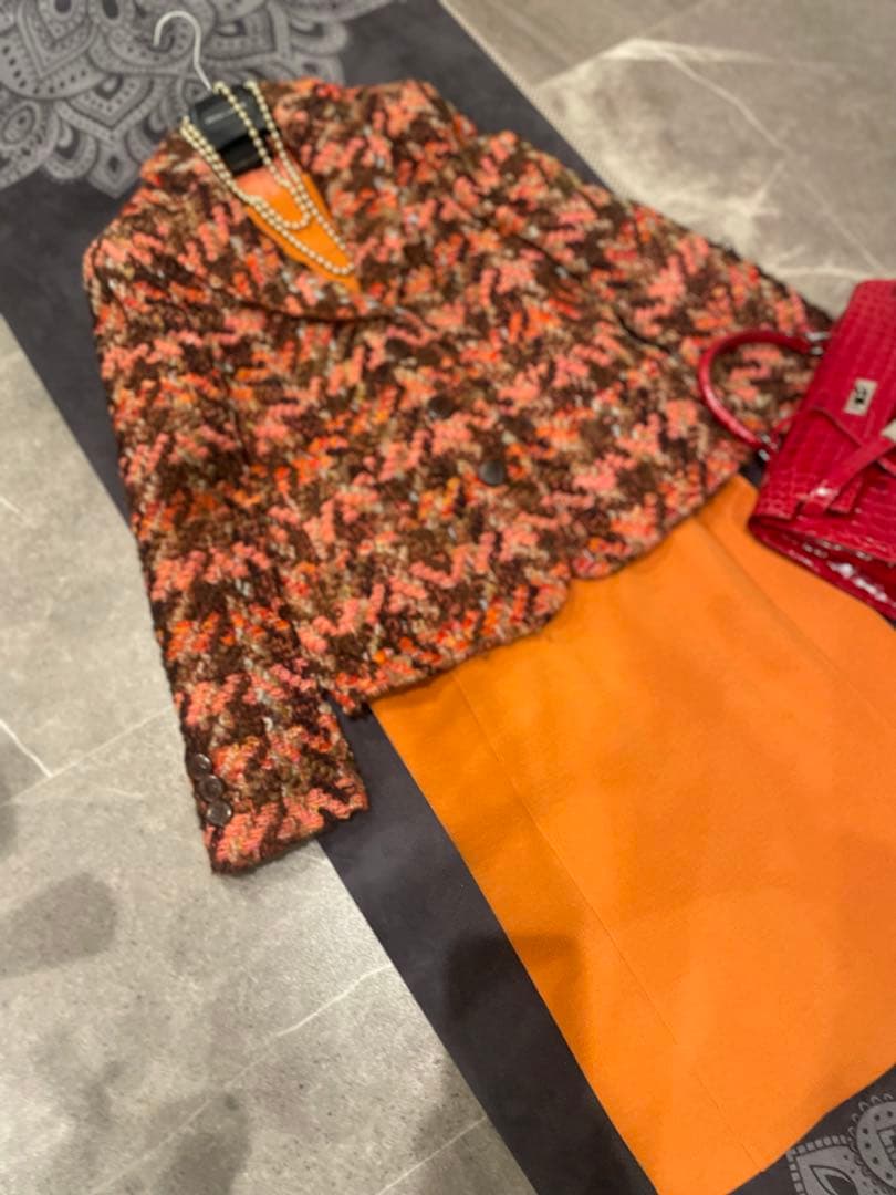 RENA LANGE 華やかなツイードジャケット　42 ￼クリスマスパーティ