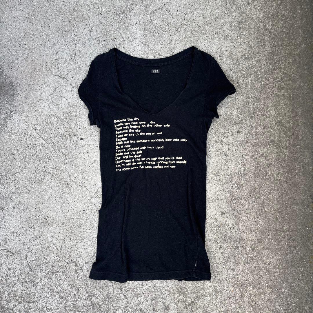 LGB メッセージ Vネック Tシャツ 初期 お兄系 V系 y2k vkei