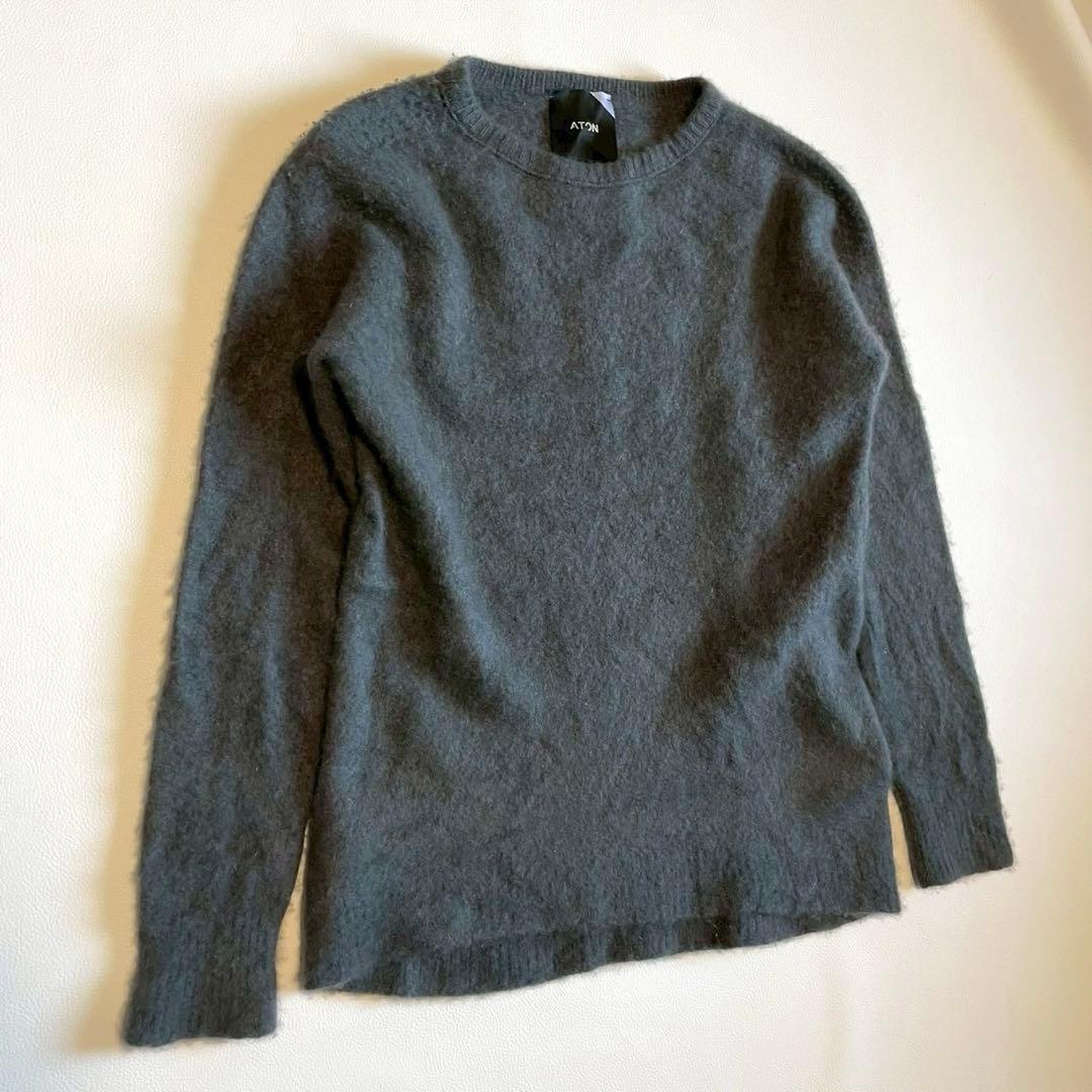 【エイトン】ニット セーター カシミヤ100 クルーネック グレー 2