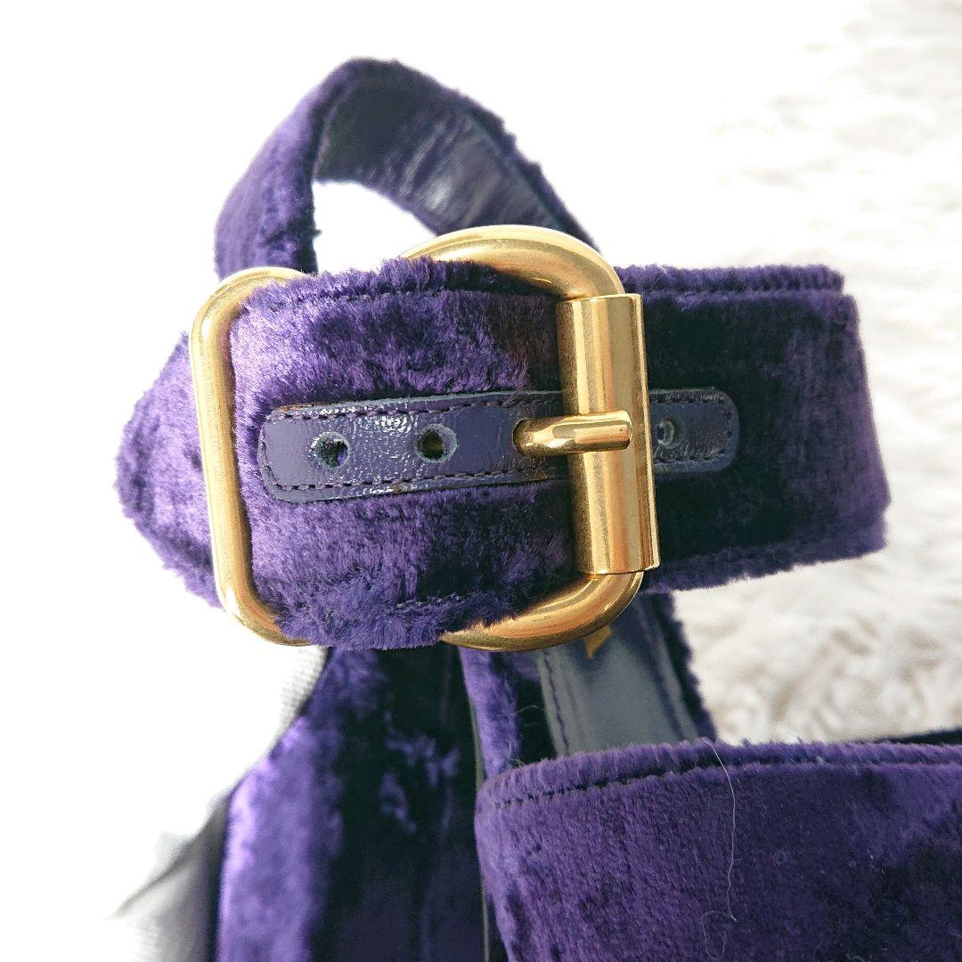 PRADA ベロア ベルベット プラットフォーム サンダル ゴールド金具 紫