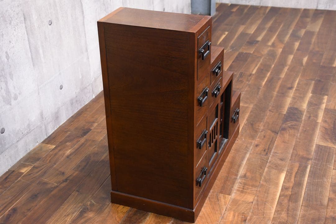 DLK113 民芸家具調 階段箪笥 4段 両面タイプ 階段タンス 抽斗 和モダン