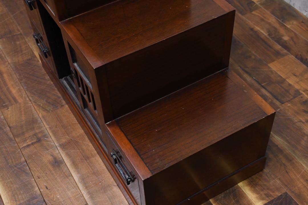 DLK113 民芸家具調 階段箪笥 4段 両面タイプ 階段タンス 抽斗 和モダン