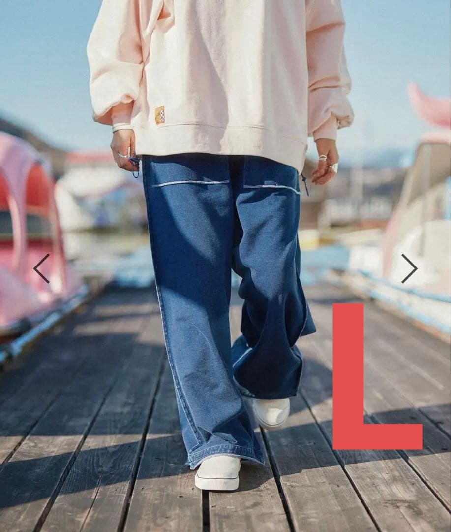 【新品未開封】ニコアンド Misayo ラクカジ裏毛パンツ インディゴ L