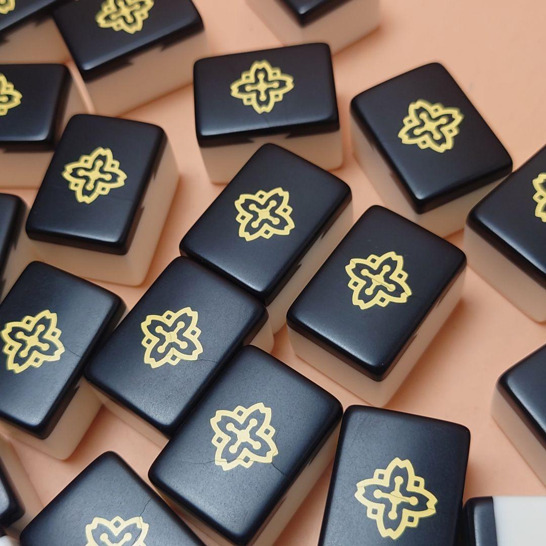 ミズノ丸一 法悦？ 高級麻雀牌 家紋牌 背黒 現状品