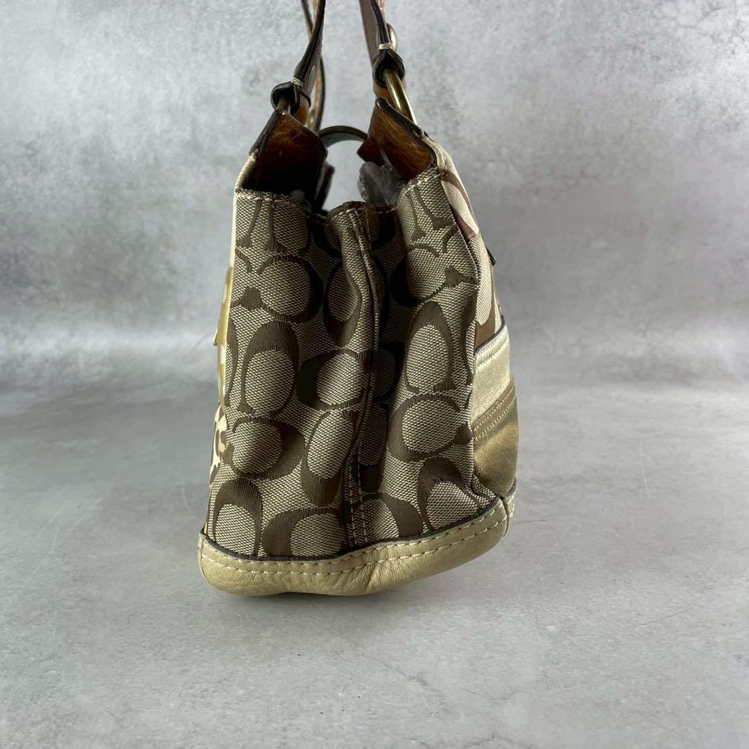 ✨稀少✨美品✨コーチ　パッチワーク　キャリーオール　肩かけ　ターンロック　茶系