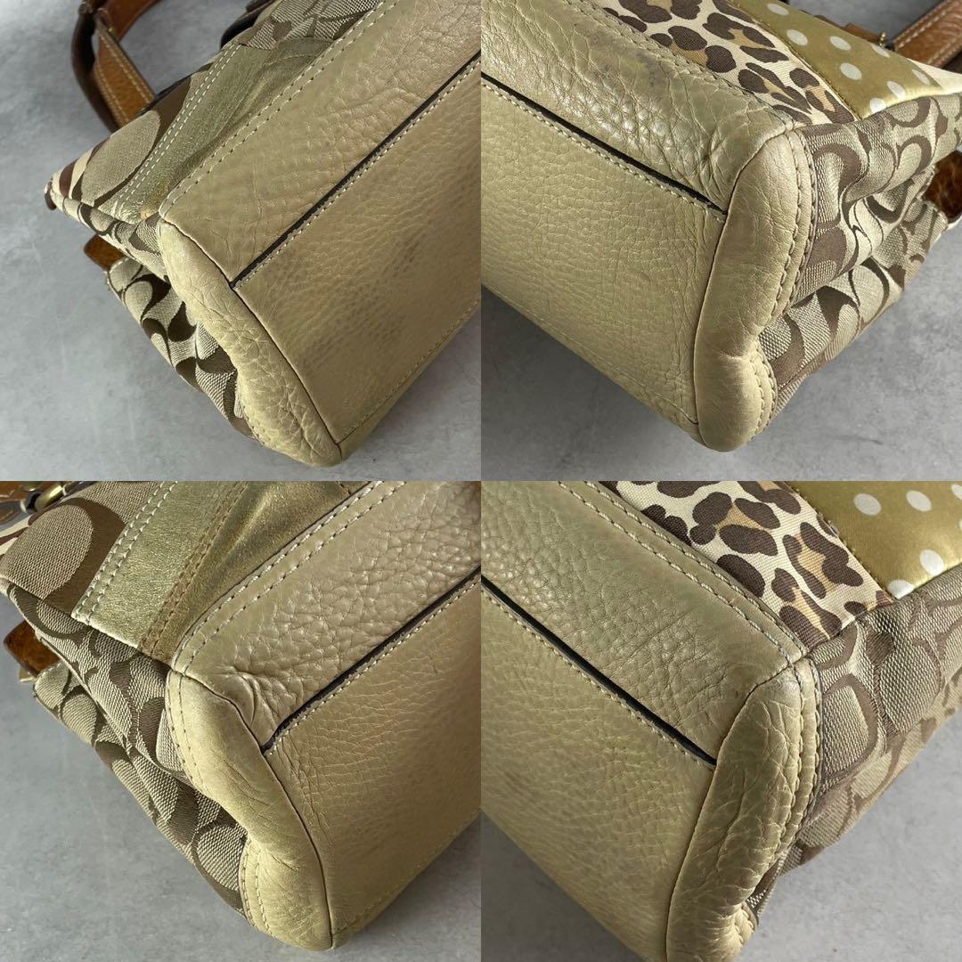 ✨稀少✨美品✨コーチ　パッチワーク　キャリーオール　肩かけ　ターンロック　茶系