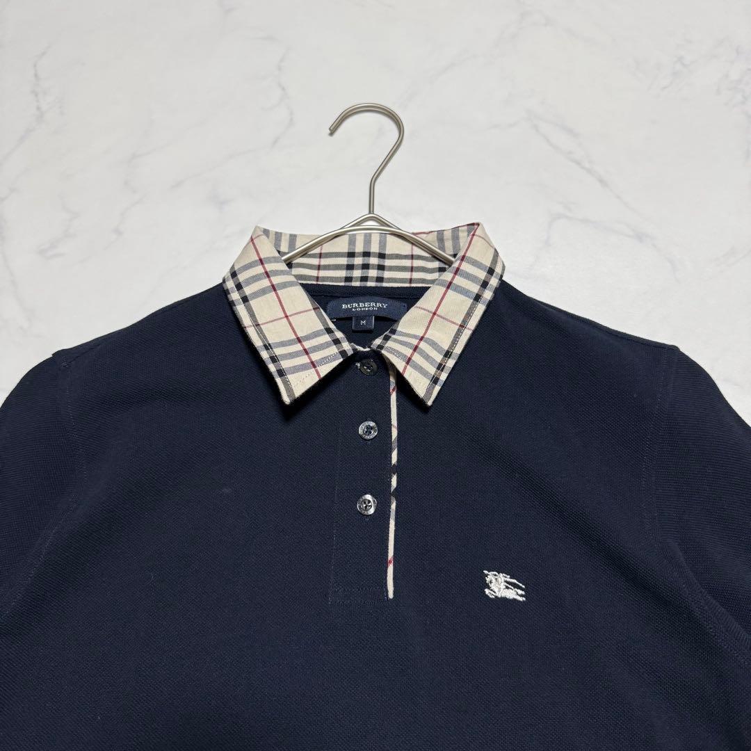 BURBERRYLONDON バーバリー ノバチェック ポロシャツ長袖 ネイビー