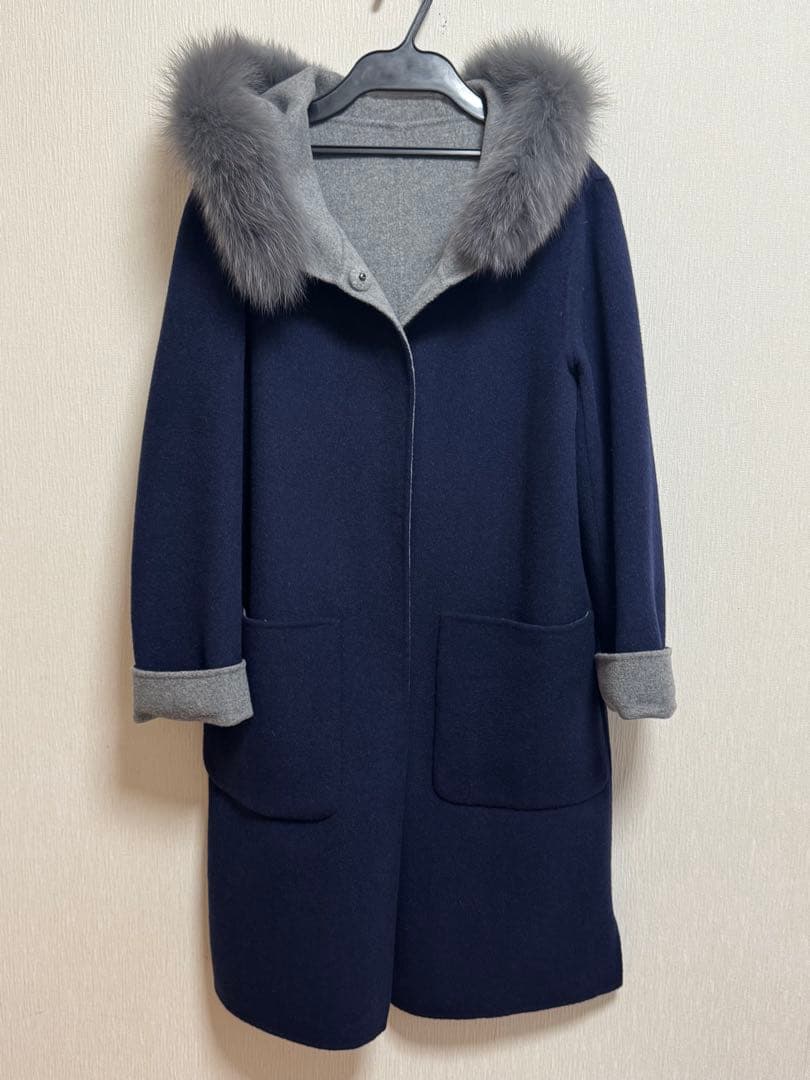 ❤️バーニーズニューヨーク❤️FOXファー付きダブルフェイスリバーシブルコート❤️36