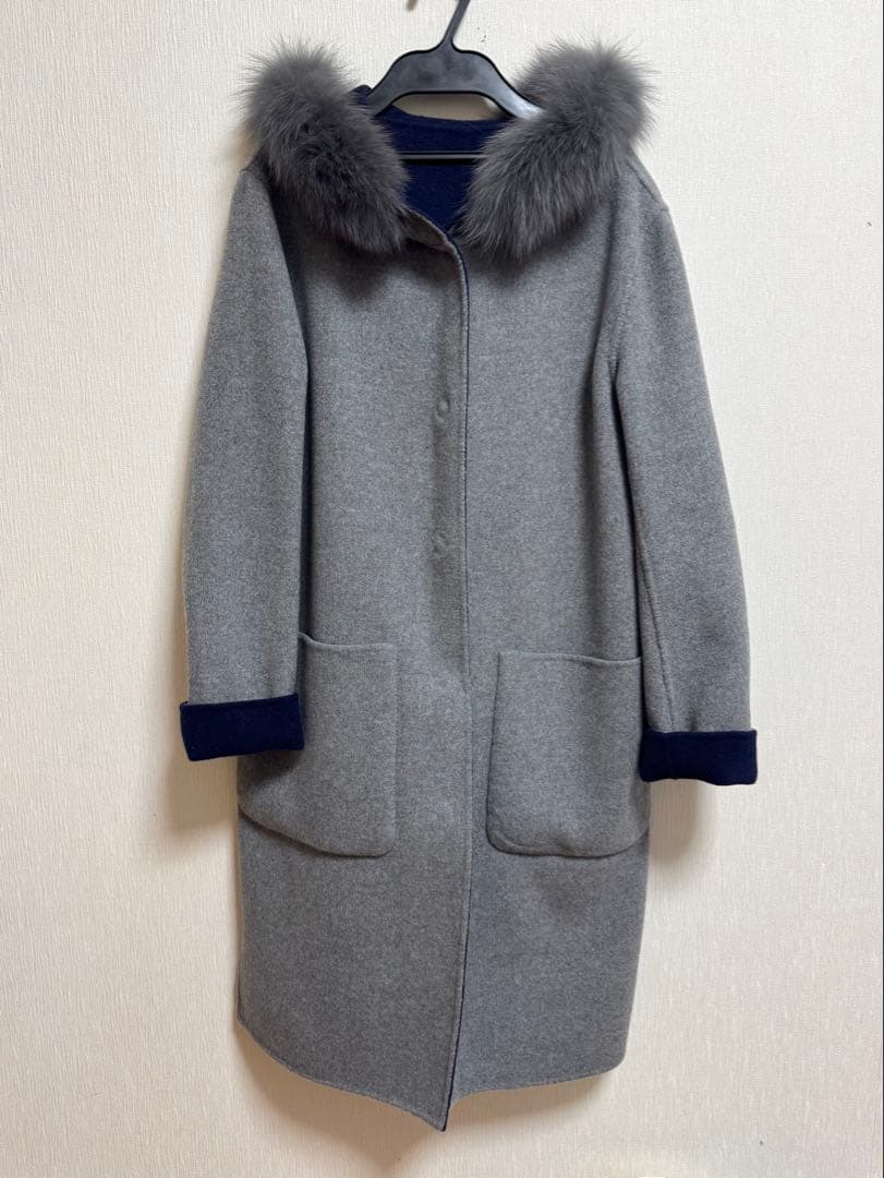 ❤️バーニーズニューヨーク❤️FOXファー付きダブルフェイスリバーシブルコート❤️36
