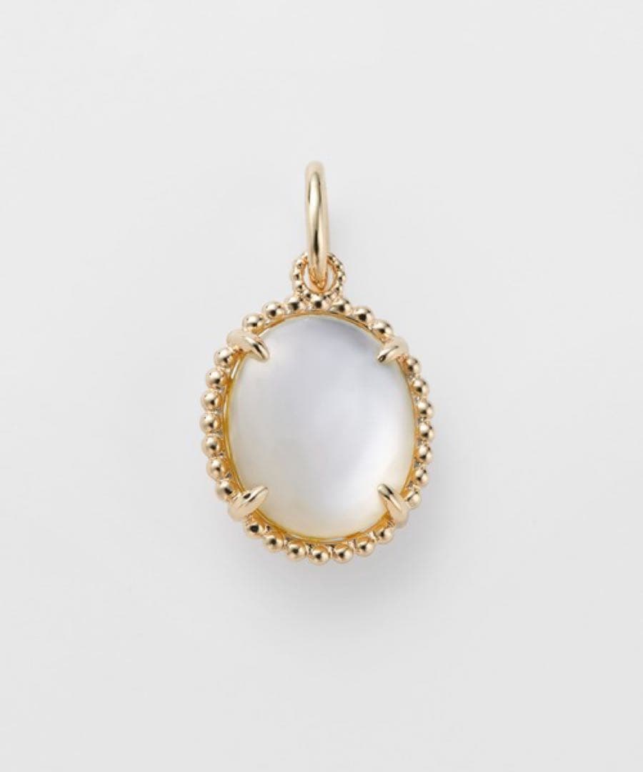 美品 agete K10チャーム 白蝶貝 レモンクォーツ