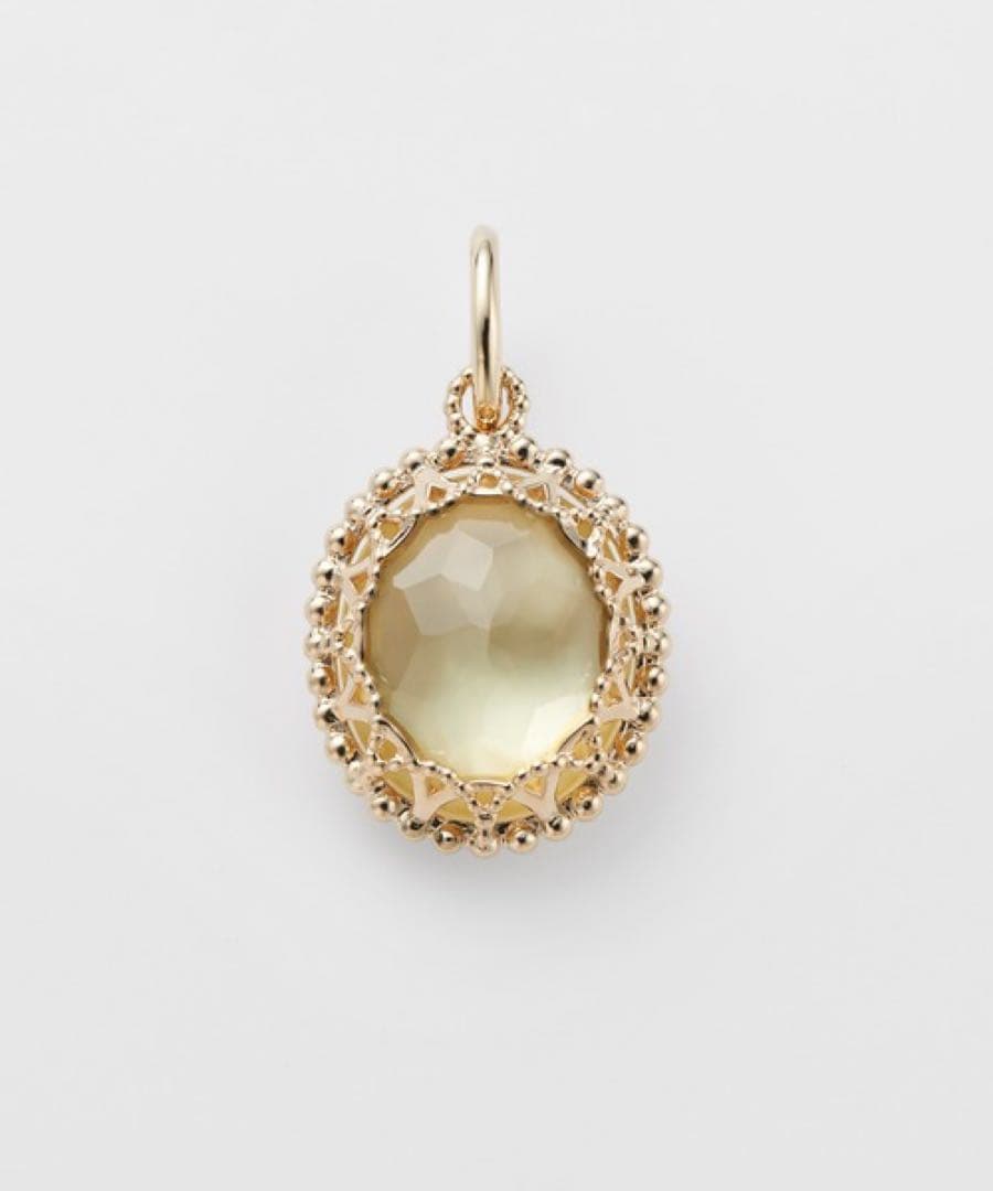 美品 agete K10チャーム 白蝶貝 レモンクォーツ