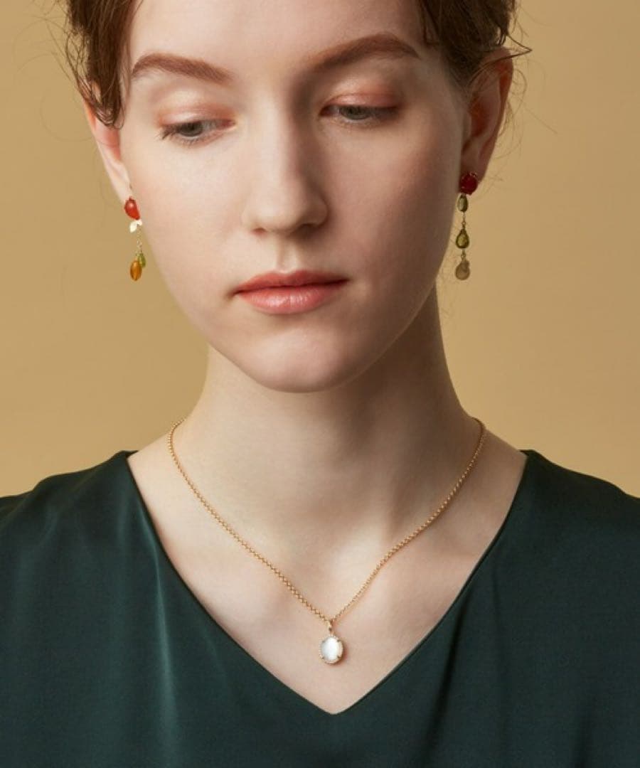 美品 agete K10チャーム 白蝶貝 レモンクォーツ