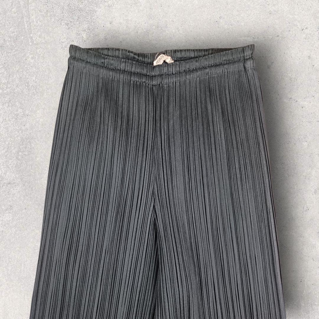 プリーツプリーズ ロングパンツ 洗える ウォッシャブル 洗濯可 ネイビー