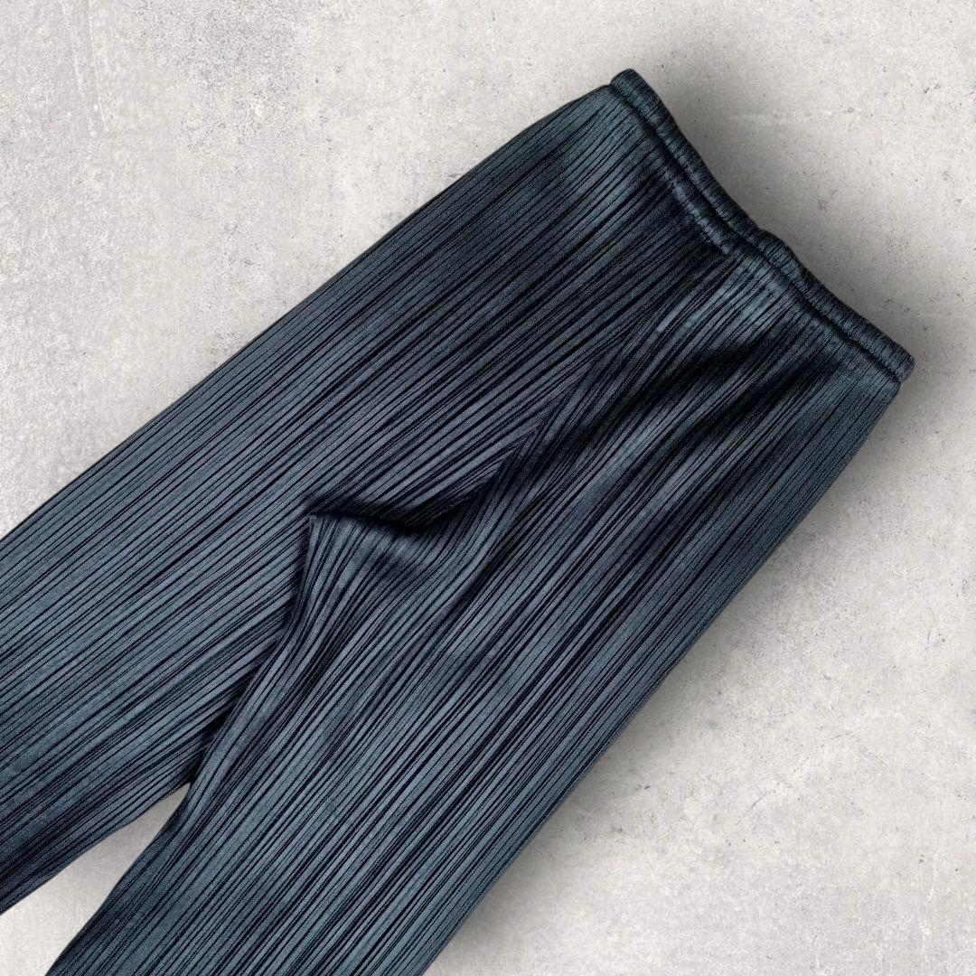 プリーツプリーズ ロングパンツ 洗える ウォッシャブル 洗濯可 ネイビー