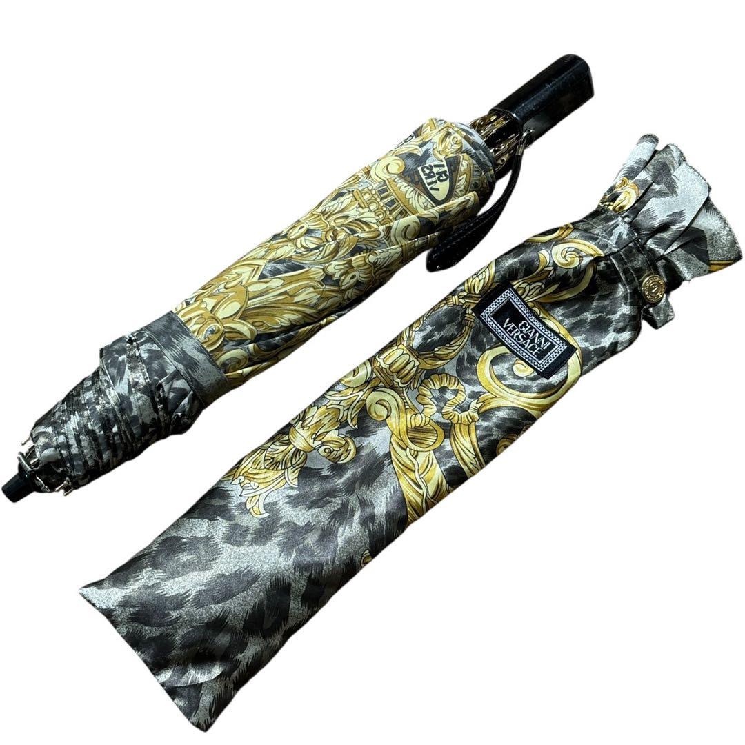 極美品◎ ジャンニヴェルサーチ 折りたたみ傘 バロック柄 レオパード柄 晴雨兼用