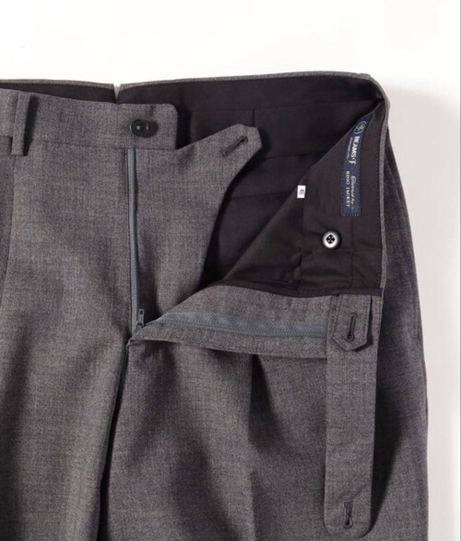 BEAMS F リングジャケット ウール フレスコ 1プリーツ スラックス 46
