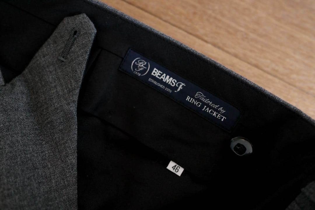BEAMS F リングジャケット ウール フレスコ 1プリーツ スラックス 46