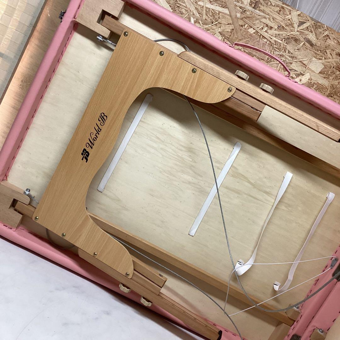 木製フレーム　折りたたみ　ベッド　収納袋付き　ピンク　World JB（F32