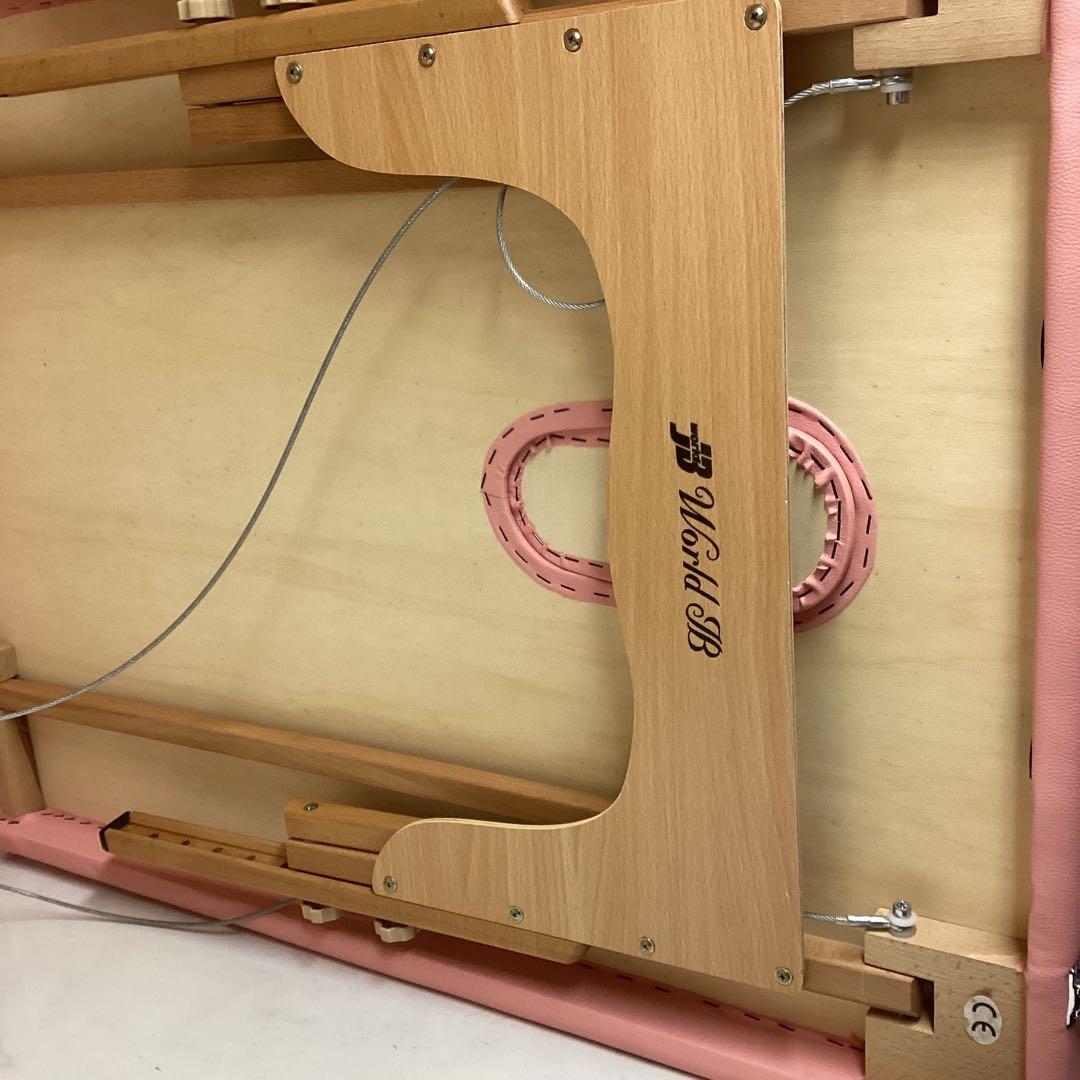 木製フレーム　折りたたみ　ベッド　収納袋付き　ピンク　World JB（F32