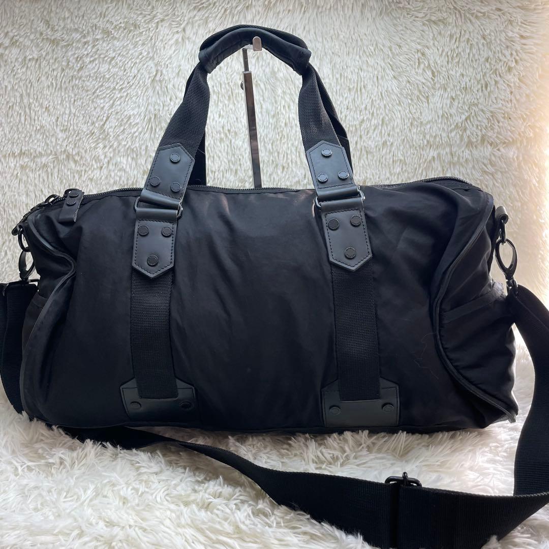 【美品】ディーゼル 2way ボストンバッグ ドラムバッグ ナイロン レザー 黒