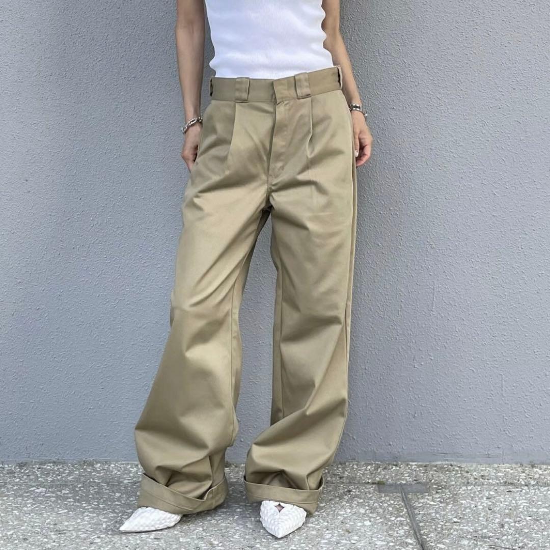 ok.soon×dickies wide chino pants ベージュ L