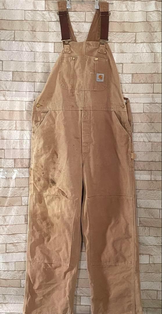 カーハート USA オーバーオール ダブルニー ダック地 ブラウン 40×32