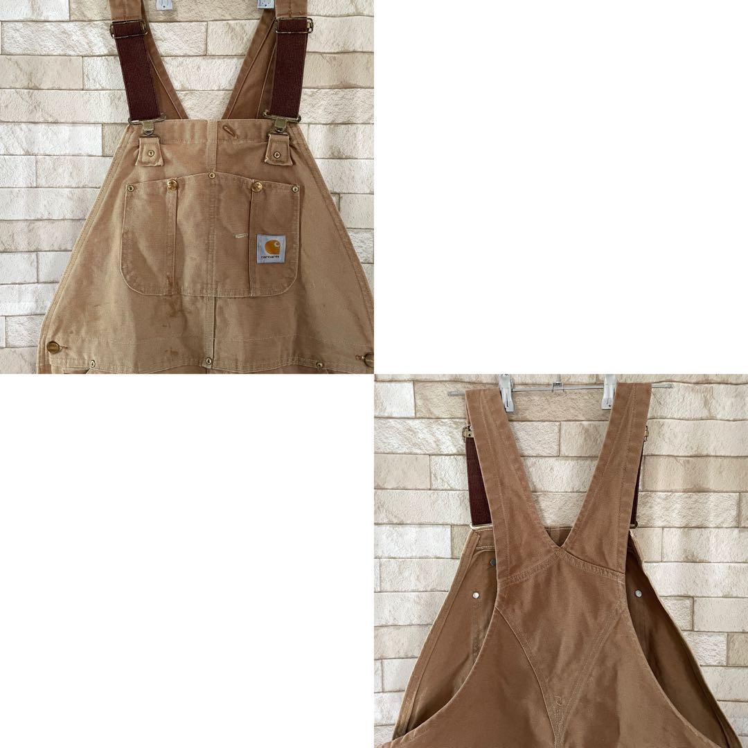 カーハート USA オーバーオール ダブルニー ダック地 ブラウン 40×32