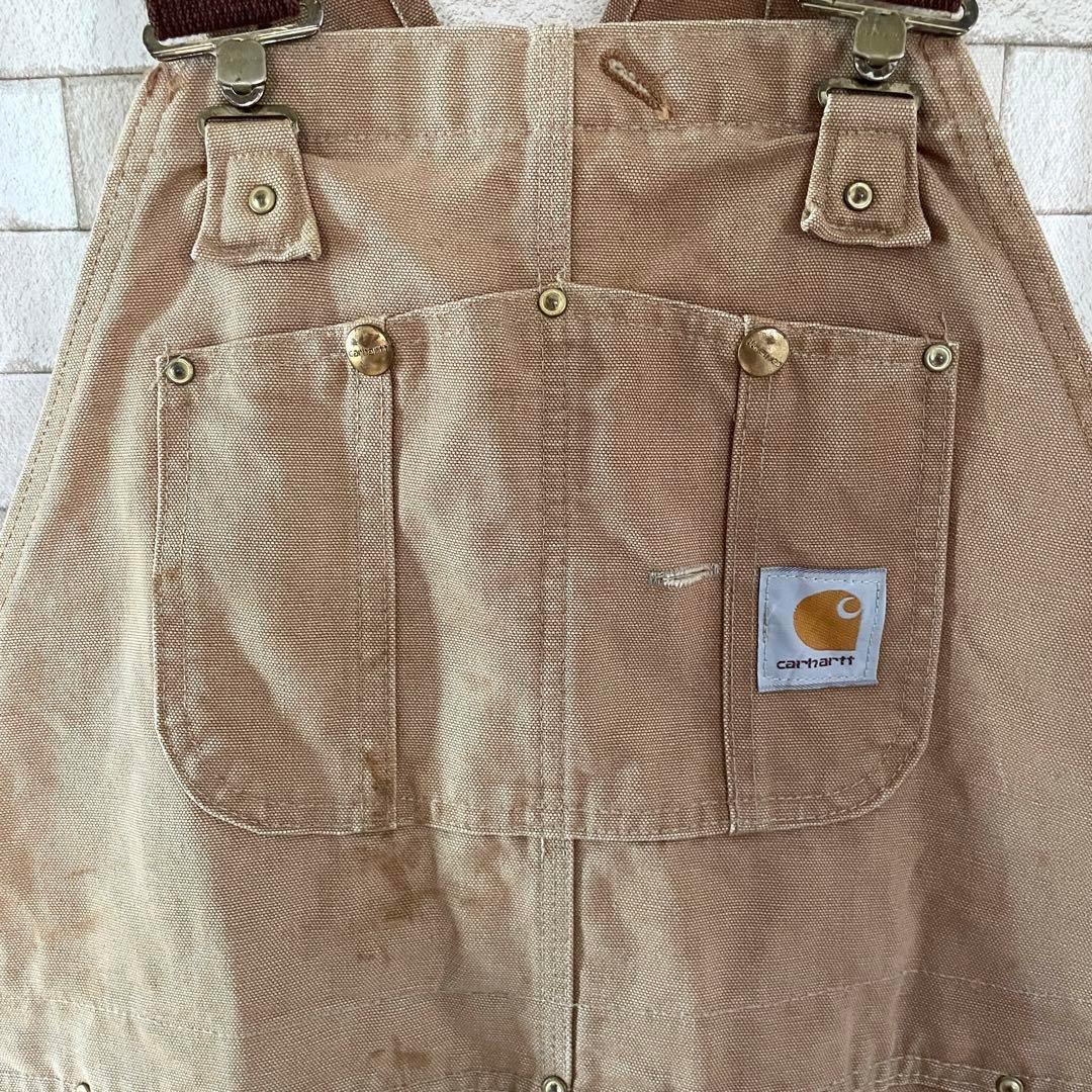 カーハート USA オーバーオール ダブルニー ダック地 ブラウン 40×32