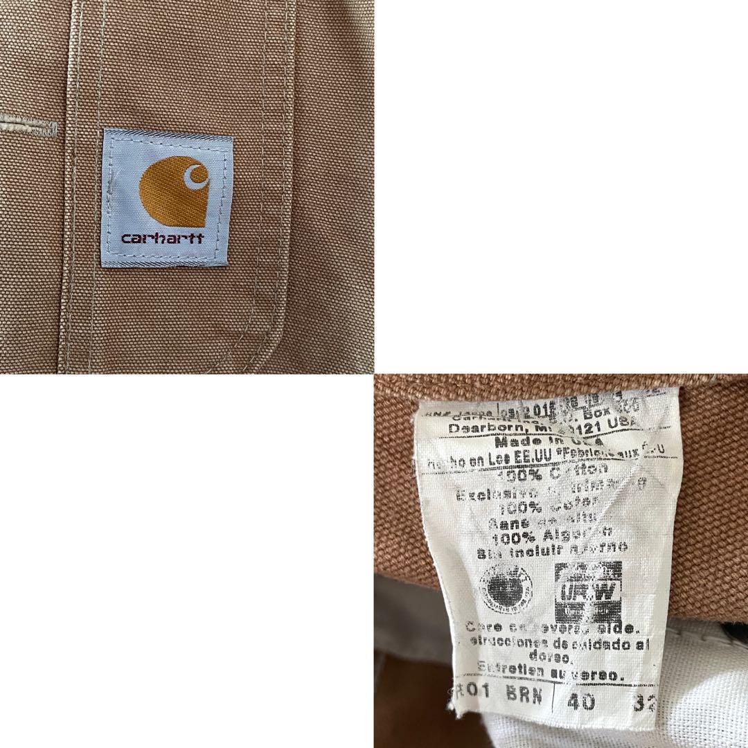 カーハート USA オーバーオール ダブルニー ダック地 ブラウン 40×32