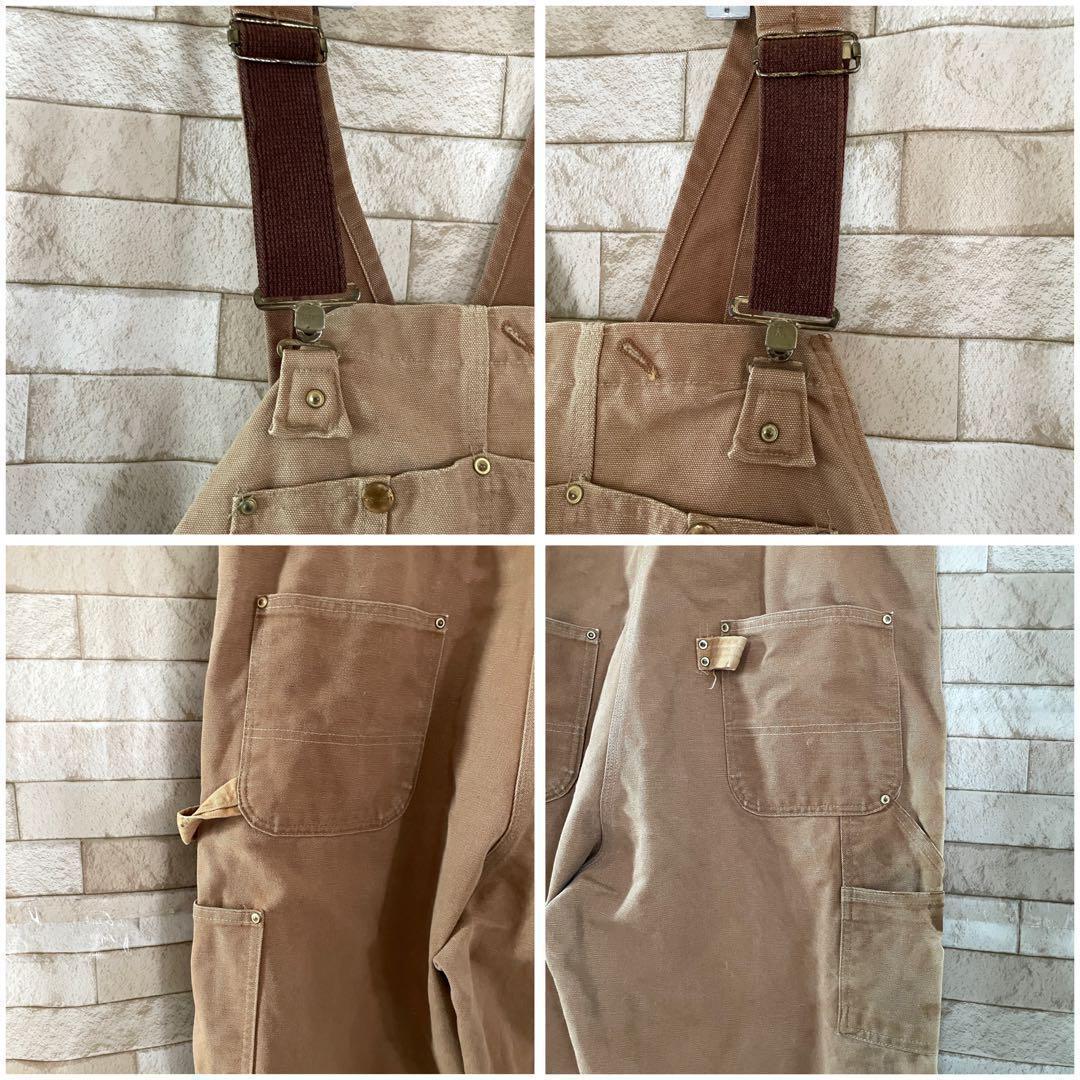 カーハート USA オーバーオール ダブルニー ダック地 ブラウン 40×32