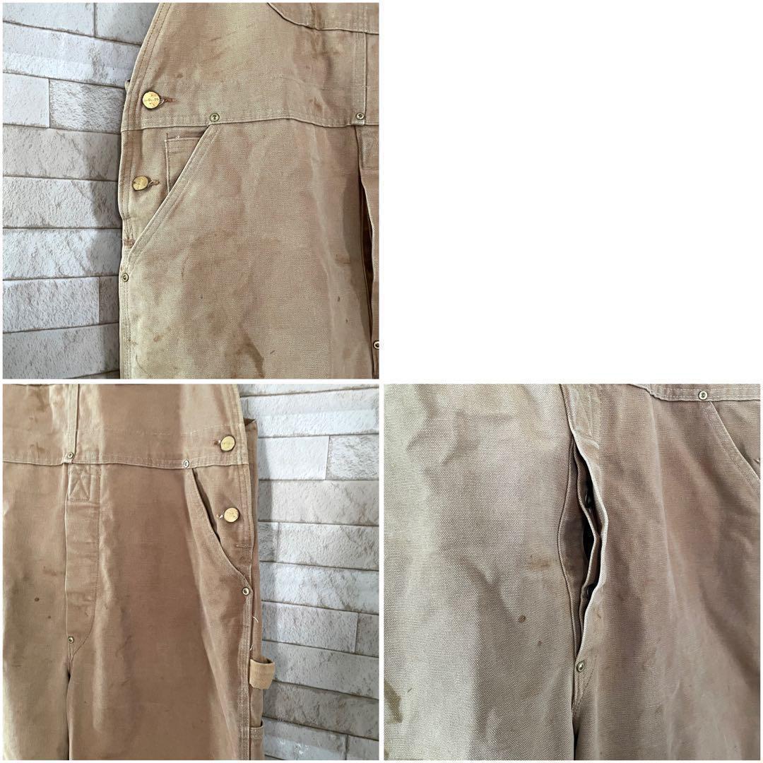 カーハート USA オーバーオール ダブルニー ダック地 ブラウン 40×32