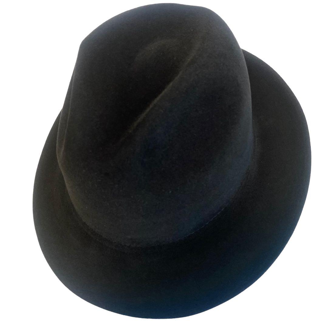 1540【新品 Tokiohat】高級中折れ帽★ハット★ラビットファー★ブラック