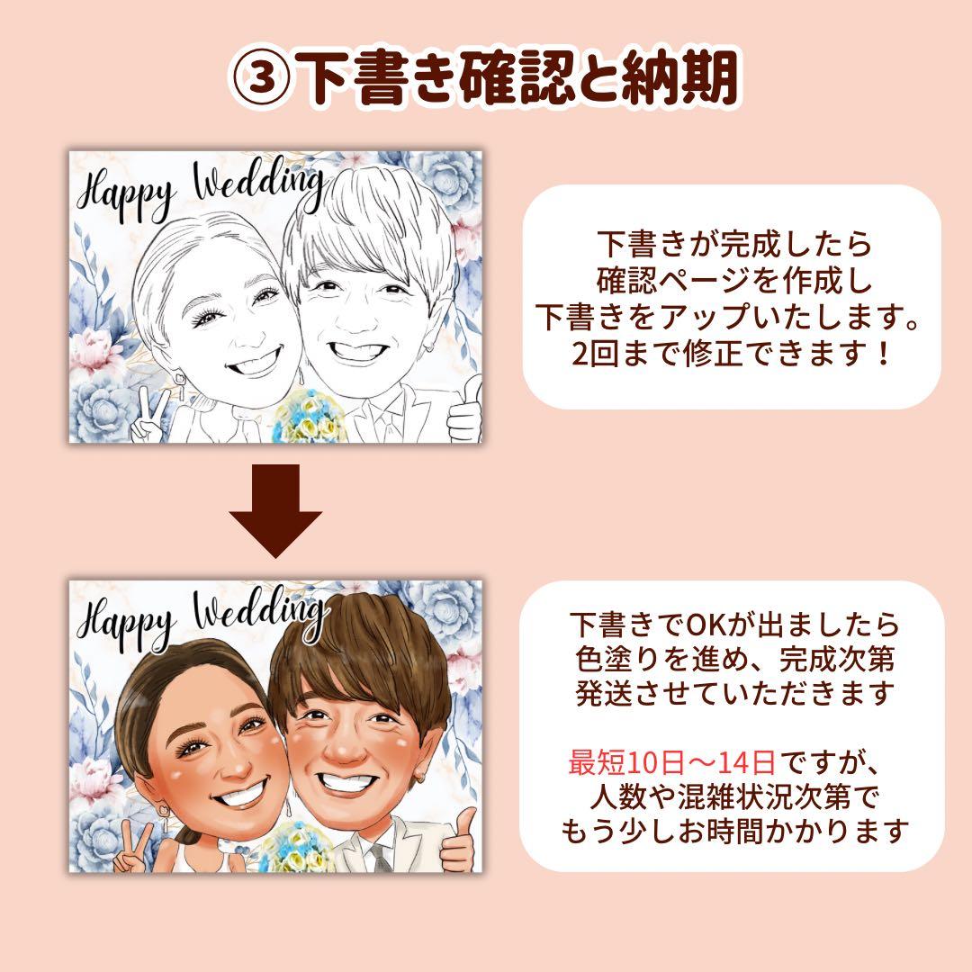 2名さま　A4サイズ ポエム【似顔絵オーダー】ホワイトフレーム　7/15